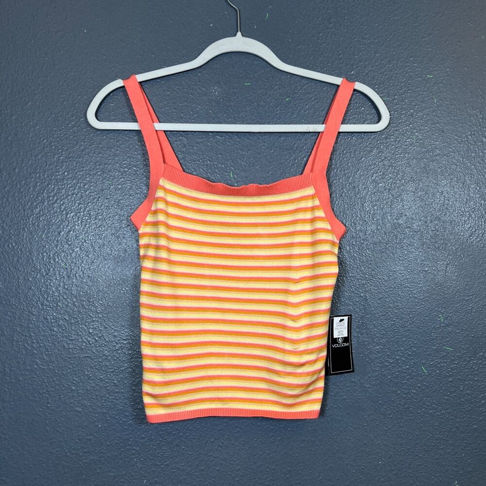 Volcom S women’s top yellow pink new sleeveless t-shirt tee Sweater Tank new